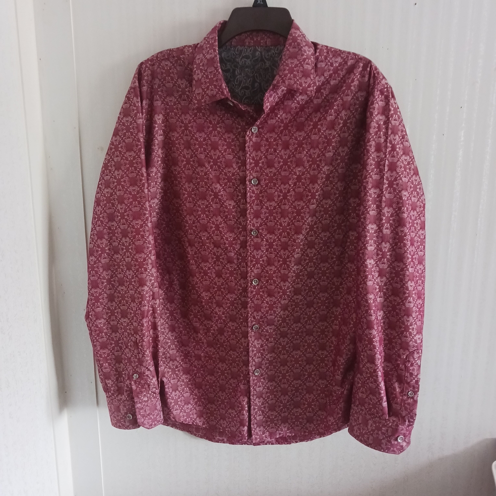 Tasso Elba Maroon Floral Button Down Shirt